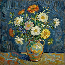 vase of flowers, style of van gough