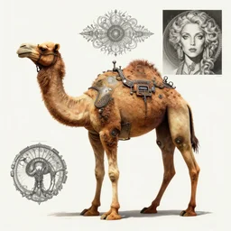 Cyborg Camel,  industrial sci-fi, by Mandy Jurgens and Warhol, Ernst Haeckel, James Jean, concept art