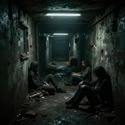 abandoned underground subway homeless filthy horror slum low light sadness lonely. Cyberpunk 2077. CP2077. 3840 x 2160