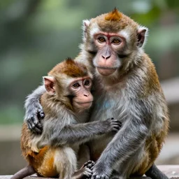 a monkey hugging its sister, monkey, birthday, highly detailed, hyper realistic
