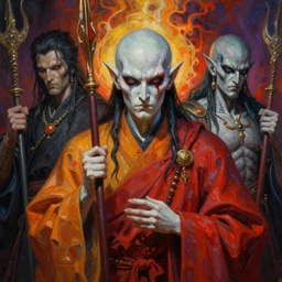 masterpiece painting of evil warrior monk portrait by elena kukanova, jeff easley, james jean and zdizslaw beksinski, 8 k, epic, majestic, intricate artwork, volumetric lighting, porcelain skin, dramatic vivid and vibrant colors, gothic, in the style of midjourney, trending on artstation, behance