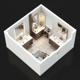 floor plan layouts of a modern master bathroom golden ratio, designer, architect, 3 d, isometric view,