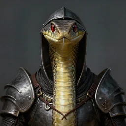 snake animal as a realistic fantasy knight, closeup portrait art by donato giancola and greg rutkowski, digital art, trending on artstation, symmetry!!