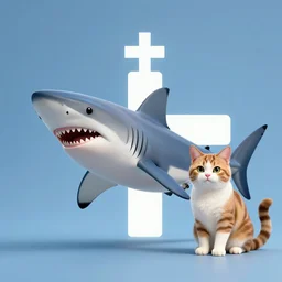 award - winning digital art of a cross hybrid between a shark and a cat