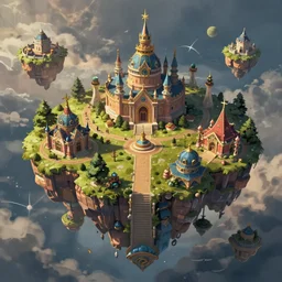 a fantasy kingdom with parts of the kingdom on floating pieces of land , trending on artstation