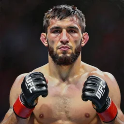 Khamzat Chimaev, UFC, Portrait, Oil Painting, Award-Winning Art, Highly Detailed