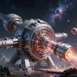 mega structure fusion reactor, particle accelerator, starwar universe!!!!, particle flying high speed, high tech sci - fi, futuristic, 8 k texture, technology, render in octane, artstation, art by artgerm, greg rutkowski, and magali villeneuve