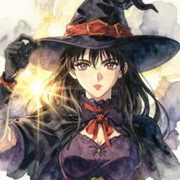 anime rooney mara witch, intricate watercolor painting by greg rutkowski, trending on pixiv