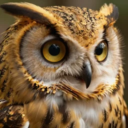 the eye of an owl with golden feathers, hyperrealistic, many details, 3d render, octane, cinematic