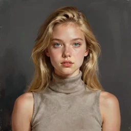 girl # wearing sleeveless turtleneck, blonde hair #. digital painting #, by valerian city of a thousand planets #, by ruan jin #, by mandy jurgens #, by artgerm #, william - adolphe bouguerea #