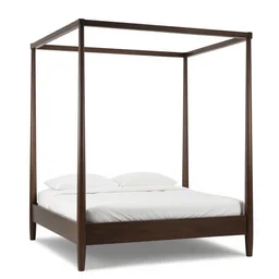 japanese four poster bed, photorealistic, isolated on a pure white background, centered, entire object in frame, sharp focus, soft studio lighting