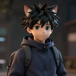 boku no hero academia style, neko boy, ghibli, unreal 5, daz, hyperrealistic, octane render, rpg portrait, dynamic lighting
