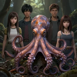 zoological portrait of a human octopus by kuldar leement and ruan jia and brad rigney and micha karcz and brad rigney 0. 0 0 4, suehiro moaruo, katsuhiro otomo, shintaro kago, cgsociety, octane render, ambient light
