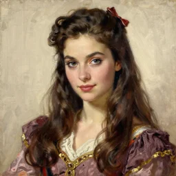 long hair, beautiful eyes, by greg hildebrandt fancy 2 1 century oil painting high quality clothed in fancy garb in pin up style