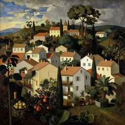 fruit village. painting by giuseppe arcimboldo.