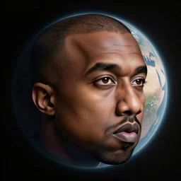 a kanye west face shaped planet