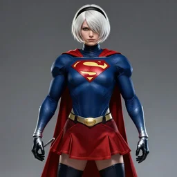 superman as 2B nier automata, full body portrait, concept art, trending in artstation, artstationHD, artstationHQ, highly detailed, 4k