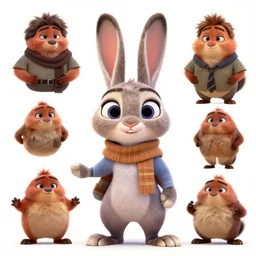 promotional art, very very very cute disney pixar friendly bunny character wearing a scarf, white background, iconic film character, detailed fur, concept artwork, 3 d render official art, promotional art, by ilya kuvshinov katsuhiro villeneuve, jeremy lipkin and michael garmash and rob rey, disney pixar zootopia