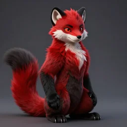 furry portrait < handsome fursona > man ] furry - fandom < red & black > furred * fursona - stoat + tail! photorealistic, aspect ratio 2 : 3