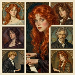 realistic detailed face portrait of Elesky, a young redhaired woman playing the piano, by Charlie Bowater, Karol Bak, Greg Hildebrandt, Jean Delville, and Mark Brooks, Art Nouveau, Neo-Gothic, gothic, rich deep moody colors The seeds for each individual image are: [2494430636, 1032106751, 2063300223, 3127318783, 2806927615, 1614572159, 3237315913, 4237549348, 2995599206, 694098747, 1678823558]