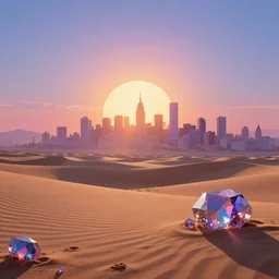 landscape by albert bierstadt, alien desert liberty city morning sun sunset gem synthwave crystal, archdaily, wallpaper, highly detailed, trending on artstation.
