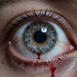 scary bloody realistic eyeballs. spooky human eyeball with grunge blood splatter. render