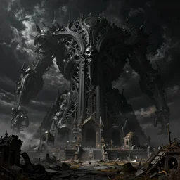 landscape abandoned alien structure on exoplanet, black mos eisley designed by giger, wrecked skeletal technology, dark clouds, surreal abandoned buildings, dream-like heavy atmosphere, baroque painting, beautiful detailed intricate insanely detailed octane render trending on Artstation, 8K artistic photography, photorealistic, dramatic volumetric cinematic light, chiaroscuro, award-winning photograph, masterpiece, Raphael, Caravaggio, Beksinski, Giger
