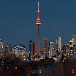 awe-inspiring bruce pennington landscape, digital art painting of 1960's toronto at Night 4K, matte