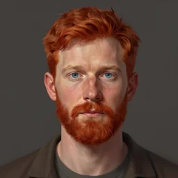 portrait of a man by greg rutkowski, he is about 3 0 years old, english, short red hair, blue eyes, red beard, highly detailed portrait, digital painting, artstation, concept art, smooth, sharp foccus ilustration, artstation hq