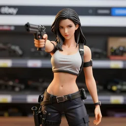 Image on the store website, eBay, 80mm Resin figure model of a female with pistol.