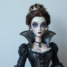 photo taken of an epic intricate, ultra detailed, super realistic bust of a young majestic gracious regal beautiful aristocratic victorian female vampire stop motion puppet created by weta workshop, commisioned by tim burton, menacing, some zoomed in shots, photorealistic, sharp focus, white wall, extremely cold blueish colour temperature, 3 5 mm, f 1. 4, golden ratio