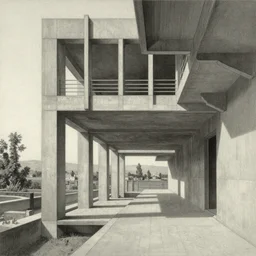 classical landscape sketches of brutalist concrete structures, p erspective, corridor, hallway, masterpiece, insanely detailed and intricate, super detailed by tsutomu nihei and giovanni battista piranesi