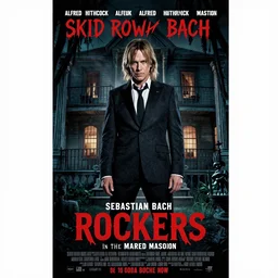 Skid Row Sebastian Bach starring in Alfred Hitchcock new movie Rockers in the haunted mansion Movie poster