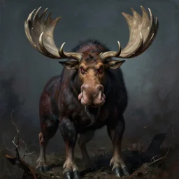 the evil moose, a compelling, complicated, grim, yet thoughtful painting by drew struzan