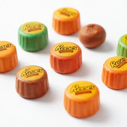 food photography, assorted multi-colored reese's peanutbutter cups