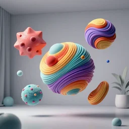 flying 3 d organic objects, spline colorful, morphing objects, vray render, cinema 4 d, cinematic scene in a minimalistic room, ambient occlusion