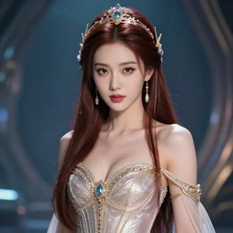 amouranth as a tempting princess by john berkey, rule of thirds, seductive look, beautiful, in intergalactic hq