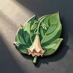 vector art belladonna leaf enamel pin detailed