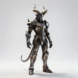 armored demon with horns, cinematic studio photo, full body, standing, isolated on a pure white background, centered, whole figure in frame, sharp focus, studio lighting