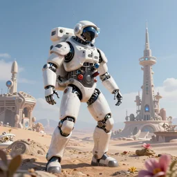 intricate shot designed an focus astronaut robot socotra detailed horizon posing fantasy like a island establishing machine by elegant for epic from 8 k and artstation illustration fight zero warrior dawn smooth sharp a a highly looks painting artgerm in art by rutkowski floral! greg apple digital