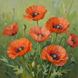 beautiful digital painting of poppies, botanical painting, nature detailed, by Georgia O'Keeffe, Carmelo Blandino 4K