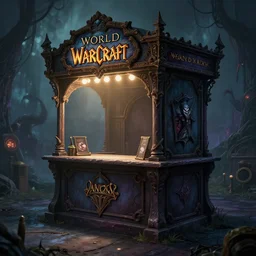 a dark fantasy side view of a evil circus ticket booth, tim burton, world of warcraft, league of legends
