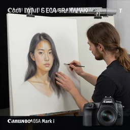 human and ai painting together, award - winning photograph, shot with canon eoa 6 d mark ii