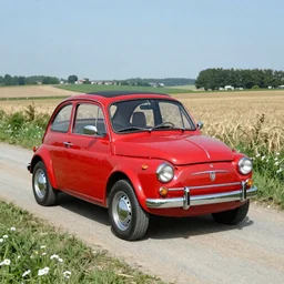 red car, countryside