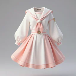 isolated savoir - faire design boyish couture details sailor collar in shell white peach pink dior modern avant garde attire airy double volume fluttery hardware fresh aesthetic, dynamic posing, fictional character proportions, anime style, high detail, sharp focus