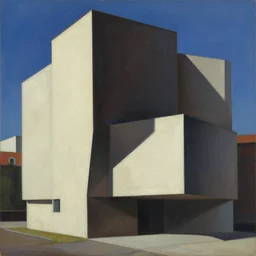 painting of modernist architecture in the style of yuichi yokoyama, heavy, rich, smooth, jagged, 4 k, minimal, line brush