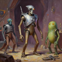 droid auction, star wars aliens, corellia, painting by ralph mcquarrie