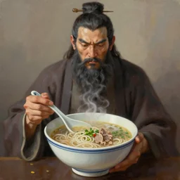 the man known as the god of soup, high quality digital art, artstation, oil painting