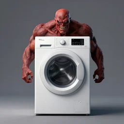evil washing machine standing menacingly, octane render, 4 k, artstation