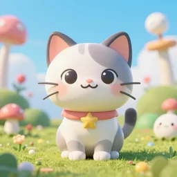 cute cat made by unreal engine 5, wonderland